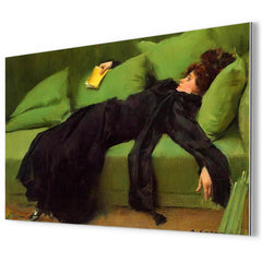 A Decadent Girl - After The Ball by Ramon Casas metal print mockup