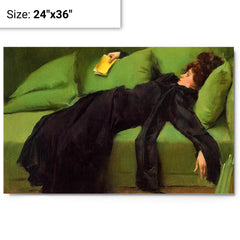 A Decadent Girl - After The Ball by Ramon Casas metal print on a plain backdrop in size 24"x36".
