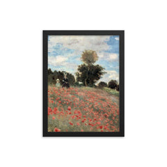 A Field of Poppies by Claude Monet, 1873 framed print on a plain backdrop in size 12"x16".