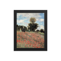 A Field of Poppies by Claude Monet, 1873 framed print on a plain backdrop in size 8"x10".