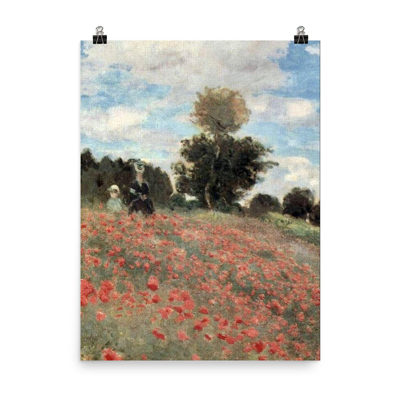 A Field of Poppies by Claude Monet, 1873 poster on a plain backdrop in size 8