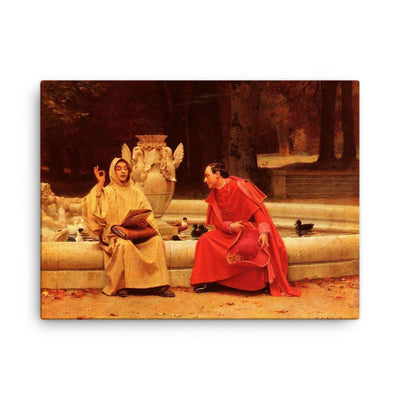A Fine Point by Jehan Georges Vibert, 19th Century canvas print on a plain backdrop in size 18