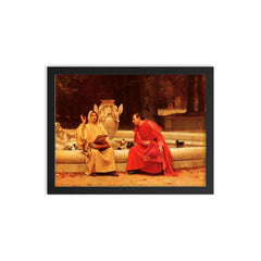 A Fine Point by Jehan Georges Vibert, 19th Century framed print on a plain backdrop in size 12"x16".