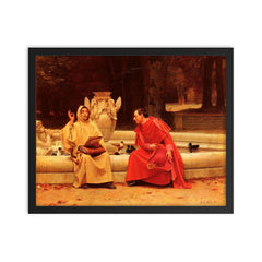 A Fine Point by Jehan Georges Vibert, 19th Century framed print on a plain backdrop in size 16"x20".