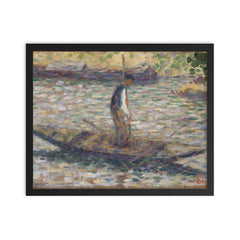 A Fisherman by Georges Seurat framed print on a plain backdrop in size 16"x20".
