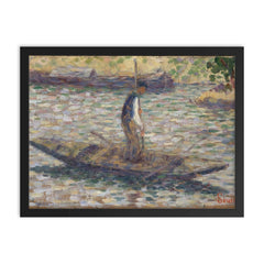 A Fisherman by Georges Seurat framed print on a plain backdrop in size 18"x24".