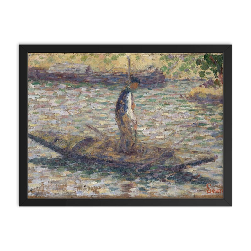 A Fisherman by Georges Seurat framed print on a plain backdrop in size 18