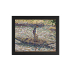 A Fisherman by Georges Seurat framed print on a plain backdrop in size 8"x10".