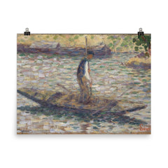 A Fisherman by Georges Seurat poster on a plain backdrop in size 8"x10".