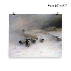 A Flock of Sheep in a Snowstorm by Joseph Farquharson, 1912 poster 2