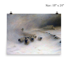 A Flock of Sheep in a Snowstorm by Joseph Farquharson, 1912 poster 5