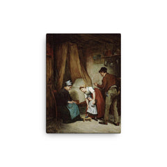 A French Cobbler by Adolf von Becker canvas print on a plain backdrop in size 12"x16".
