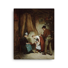 A French Cobbler by Adolf von Becker canvas print on a plain backdrop in size 16"x20".