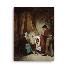 A French Cobbler by Adolf von Becker canvas print on a plain backdrop in size 18"x24".