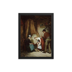 A French Cobbler by Adolf von Becker framed print on a plain backdrop in size 12"x16".