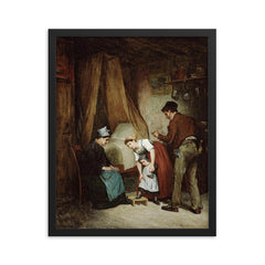 A French Cobbler by Adolf von Becker framed print on a plain backdrop in size 16"x20".