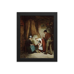 A French Cobbler by Adolf von Becker framed print on a plain backdrop in size 8"x10".