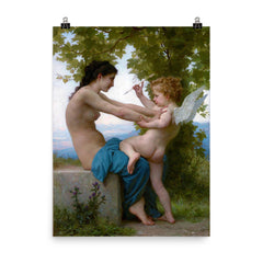 A Girl Defending Herself against Eros by William-Adolphe Bouguereau poster on a plain backdrop in size 8"x10".