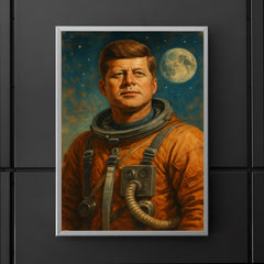A heroic portrait of John F Kennedy in a retro astronaut suit poster 5