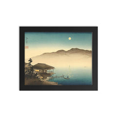 A Lakeside Inn under Moonlight by Koho Shoda framed print on a plain backdrop in size 8"x10".
