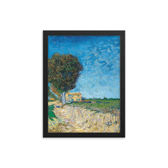 A Lane Near Arles by Vincent van Gogh, 1888 framed print on a plain backdrop in size 12"x16".