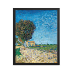 A Lane Near Arles by Vincent van Gogh, 1888 framed print on a plain backdrop in size 16"x20".