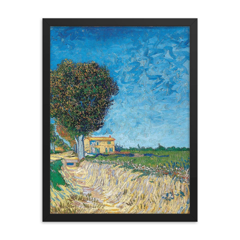 A Lane Near Arles by Vincent van Gogh, 1888 framed print on a plain backdrop in size 18