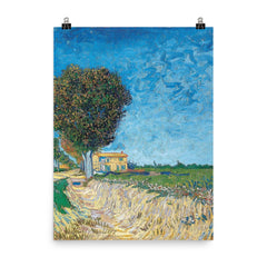 A Lane Near Arles by Vincent van Gogh, 1888 poster on a plain backdrop in size 8"x10".