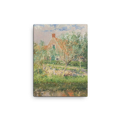 A Little House in Egmond by Gari Melchers canvas print on a plain backdrop in size 12"x16".