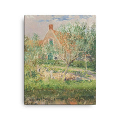 A Little House in Egmond by Gari Melchers canvas print on a plain backdrop in size 16"x20".
