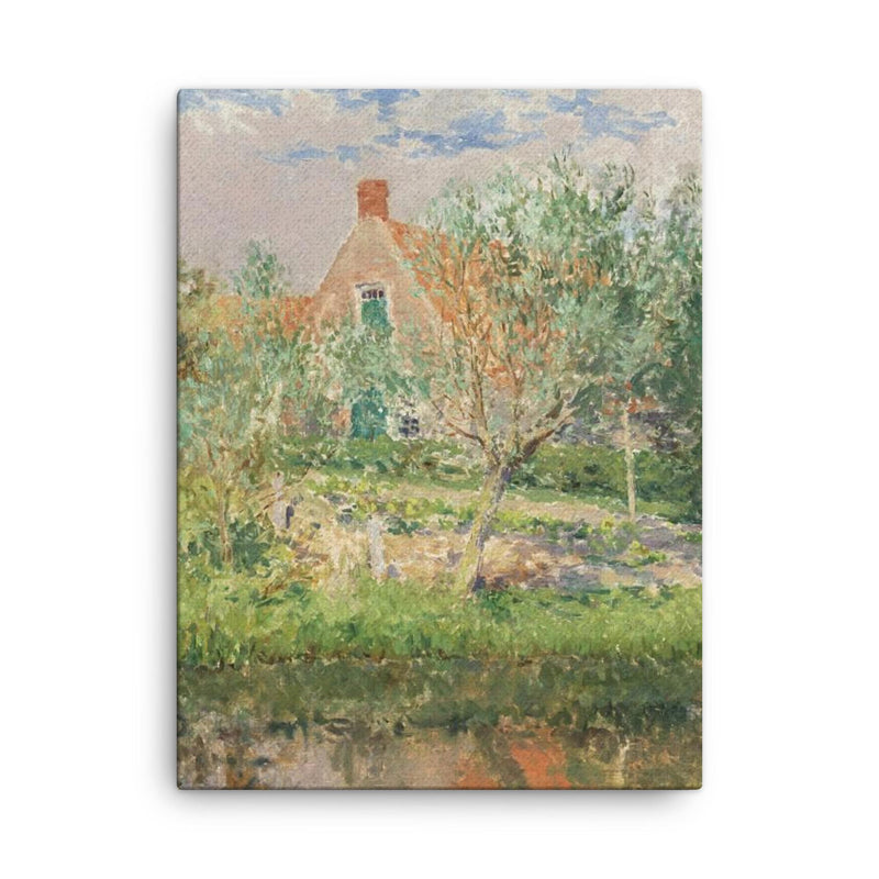A Little House in Egmond by Gari Melchers canvas print on a plain backdrop in size 18