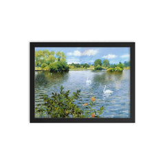 A Long Island Lake by William Merritt Chase framed print on a plain backdrop in size 12"x16".