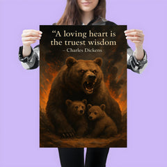 A loving heart is the truest wisdom Charles Dickens mother bear making unwise decisions poster 3