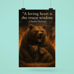 A loving heart is the truest wisdom Charles Dickens mother bear making unwise decisions poster 6