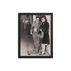 A Man Begging for His Wife's Forgiveness in Divorce Court, Chicago, ca. 1948 framed print on a plain backdrop in size 12"x16".