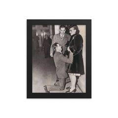 A Man Begging for His Wife's Forgiveness in Divorce Court, Chicago, ca. 1948 framed print on a plain backdrop in size 8"x10".