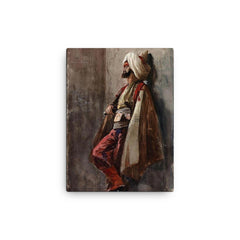 A Man in an Oriental Costume by Adolf von Becker canvas print on a plain backdrop in size 12"x16".