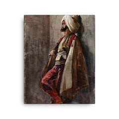 A Man in an Oriental Costume by Adolf von Becker canvas print on a plain backdrop in size 16"x20".