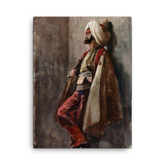 A Man in an Oriental Costume by Adolf von Becker canvas print on a plain backdrop in size 18"x24".
