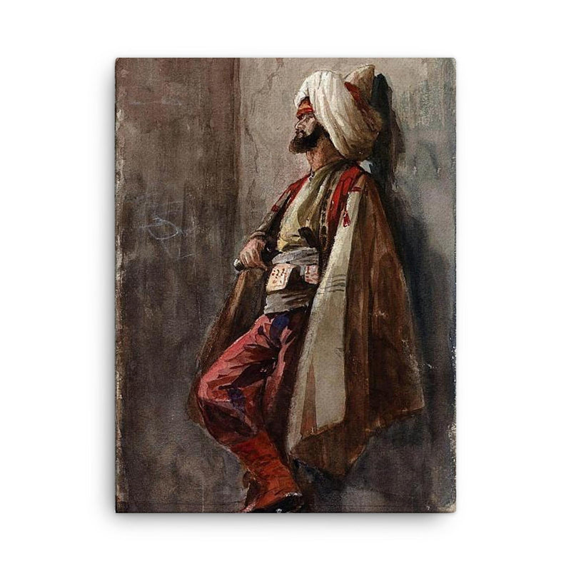 A Man in an Oriental Costume by Adolf von Becker canvas print on a plain backdrop in size 18