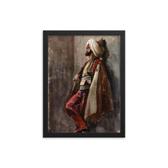 A Man in an Oriental Costume by Adolf von Becker framed print on a plain backdrop in size 12"x16".
