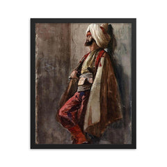 A Man in an Oriental Costume by Adolf von Becker framed print on a plain backdrop in size 16"x20".