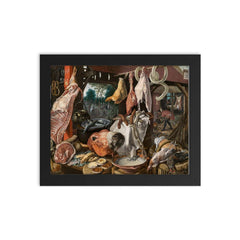A Meat Stall With the Holy Family Giving Alms, Aertsen framed print on a plain backdrop in size 8"x10".