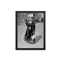 A midget flapper girl wearing the latest flapper fashions and smoking a cigarette, Washington, DC 1924 framed print on a plain backdrop in size 12"x16".