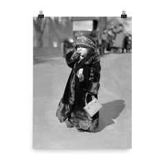 A midget flapper girl wearing the latest flapper fashions and smoking a cigarette, Washington, DC 1924 poster on a plain backdrop in size 8"x10".