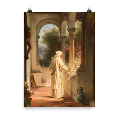 A Monk Walking Through a Monastery Near Florence by Erich Correns, 1874 poster on a plain backdrop in size 8"x10".