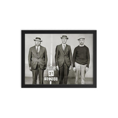 A New York City Police mug shot of gangster bootlegger Waxey Gordon and two of his associates, New York, 1933 framed print on a plain backdrop in size 12"x16".