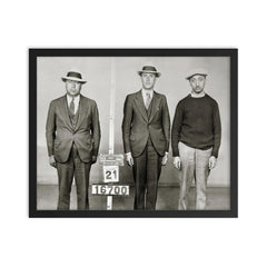 A New York City Police mug shot of gangster bootlegger Waxey Gordon and two of his associates, New York, 1933 framed print on a plain backdrop in size 16"x20".