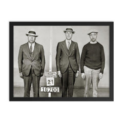 A New York City Police mug shot of gangster bootlegger Waxey Gordon and two of his associates, New York, 1933 framed print on a plain backdrop in size 18"x24".