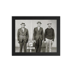 A New York City Police mug shot of gangster bootlegger Waxey Gordon and two of his associates, New York, 1933 framed print on a plain backdrop in size 8"x10".